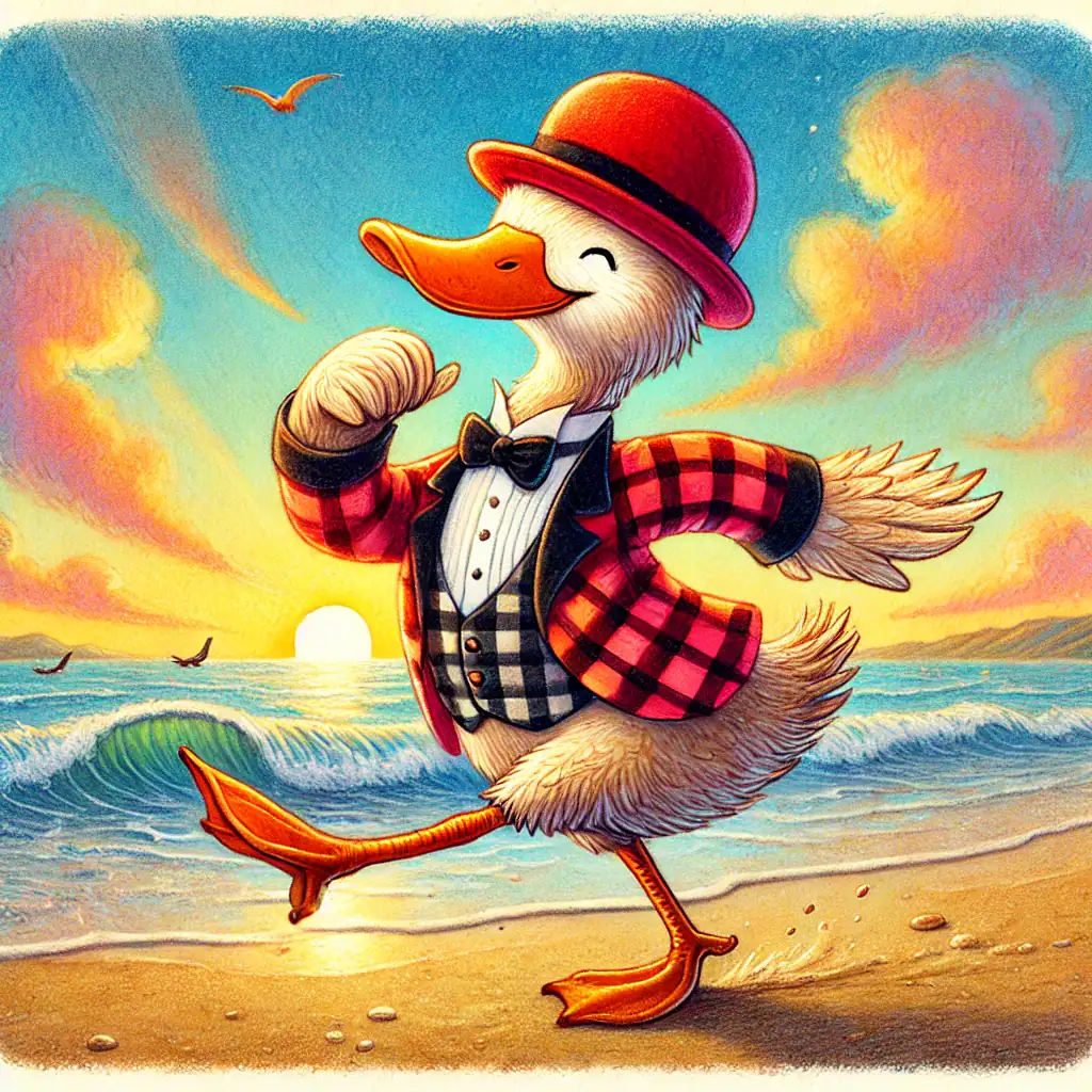 pato bailando en la playa generado por IA