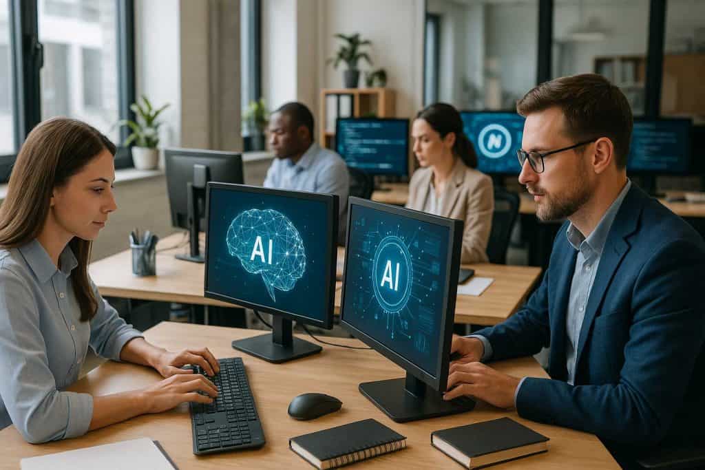 personas que trabajan de manera eficiente con IA